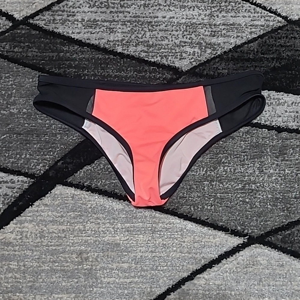 VS PINK 2017 HIPSTER MESH SILVER METAL LOGO SWIMSUIT BOTTOM